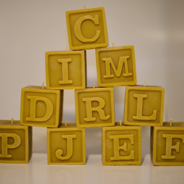 Letter Block Beeswax Candle